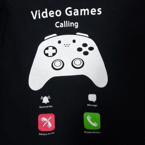 Place Black S 5 Black Video Games Calling Long Sleeve Graphic T-Shirt Tee Shirt - Picture 4 of 4